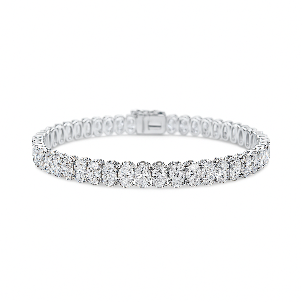 eterna oval diamond bracelet | total 9.81ct natural |  14k white gold