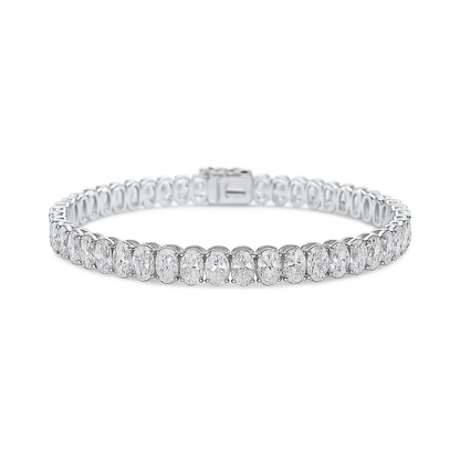 Eterna Oval Diamond Bracelet | Total 9.81CT Natural |  14K White Gold