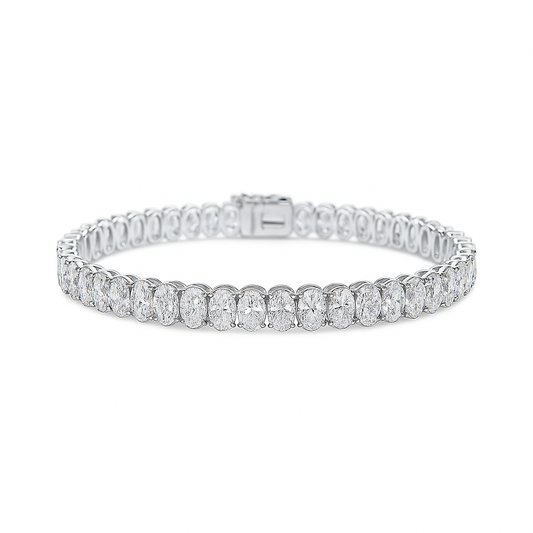 Eterna Oval Diamond Bracelet | Total 9.81CT Natural |  14K White Gold
