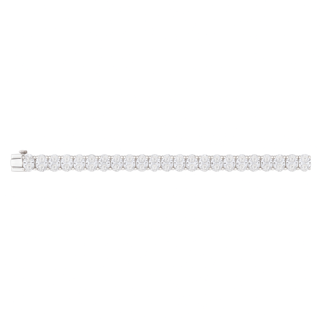 eterna oval diamond bracelet | total 9.81ct natural |  14k white gold