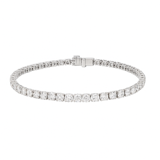 White Gold Round Bracelet | Total 6.97CT Natural | 14K White Gold