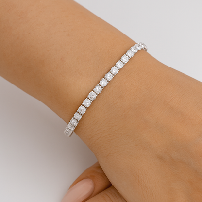 White Gold Round Bracelet | Total 6.97CT Natural | 14K White Gold