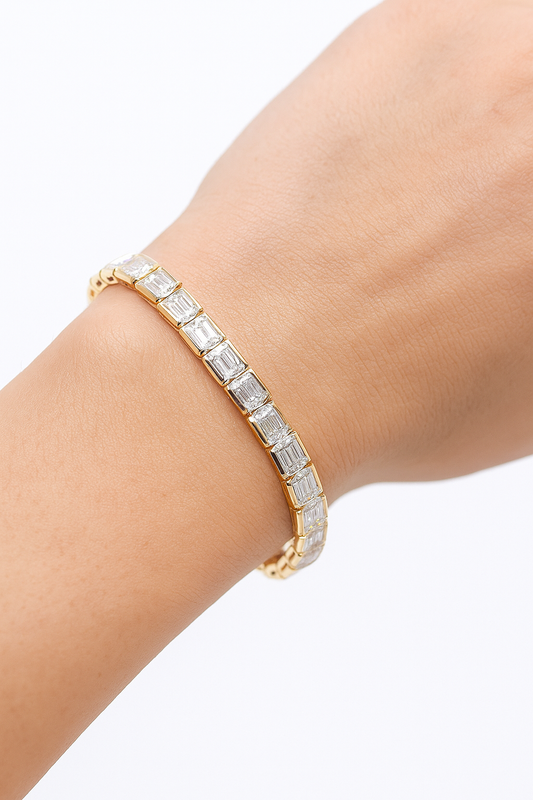 Emerald Luxe Emerald Bracelet | Total 11.57CT Natural | 14K Yellow Gold