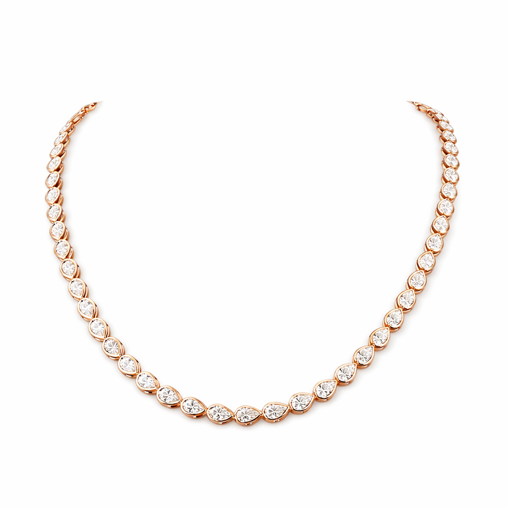 glimmer  | 11.86 ct pear diamond tennis necklace in 14k yellow - lab grown diamond
