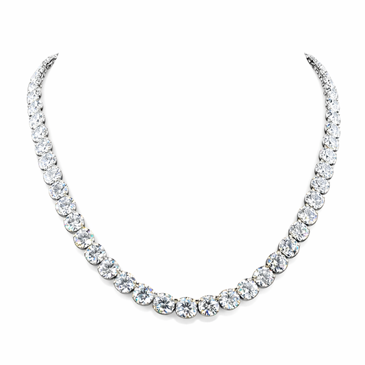 ABSOLUTE  | 71.99  Ct Round Diamond Tennis Necklace in 14K White - Lab Grown Diamonds