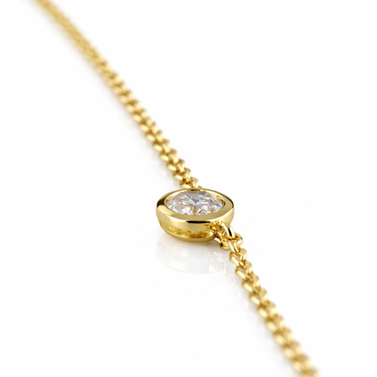 2.02 cts round shape diamond station necklace crafted in 14K yellow gold by Facets Gems