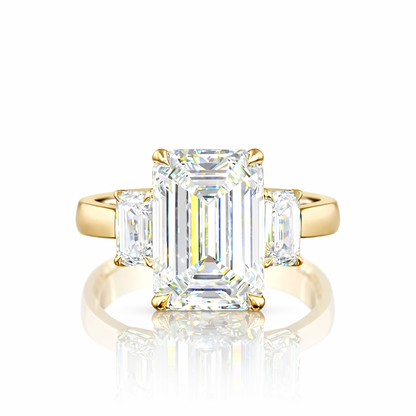 ALEXANDRA | 3.85 ct Emerald Diamond 3-Stone Ring in Platinum - Lab Grown Diamond