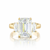ALEXANDRA | 3.85 ct Emerald Diamond 3-Stone Ring in Platinum - Lab Grown Diamond