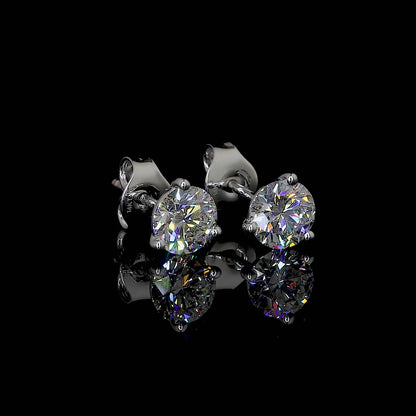 MARTINAE | 3 Ct Round Martini Diamond Stud Earrings 18K White Gold - Lab Grown Diamond