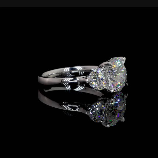 JOSEPHINE | 4.12ct Round Diamond 3-Stone Engagement Ring in 14K White Gold - Lab Grown Diamond