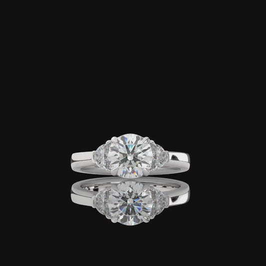 ELENARA | 3.86 ct Round Diamond 3-Stone Ring in 14K White Gold - Lab Grown Diamond