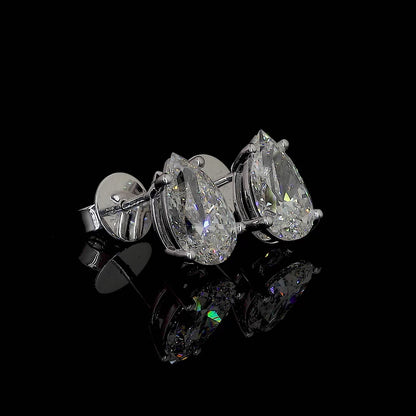 PEARLUME | 2.06 Ct Pear Shape Studs Earring in 18k White Gold - Lab Grown Diamond