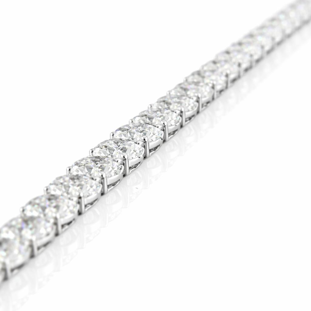 round diamond Riviera necklace crafted in 14K white gold by Facets Gems