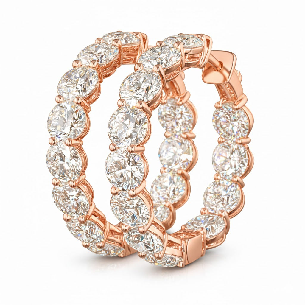 audrey round diamond hoop earrings | 3.16 cts | 14k rose gold