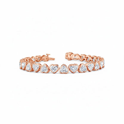 HEART | 14.36 Ct Heart Shape Tennis Bracelet in 14K Yellow - Lab Grown Diamond