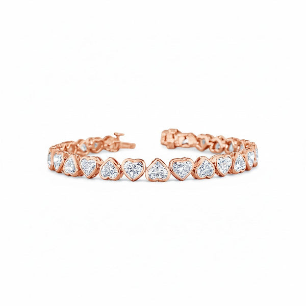 HEART | 14.36 Ct Heart Shape Tennis Bracelet in 14K Yellow - Lab Grown Diamond